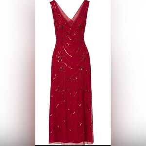 Adrianna Papell Womens Beaded Mesh Dress
